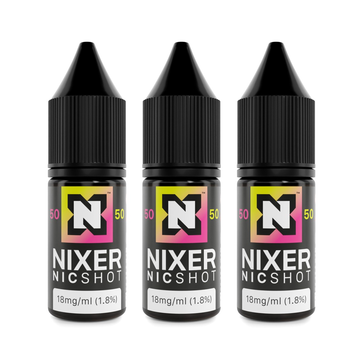 Box of 20 Nixer Freebase 18mg 50/50 Nic shot 10ml