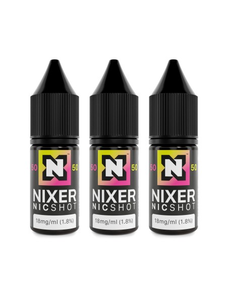 Box of 20 Nixer Freebase 18mg 50/50 Nic shot 10ml